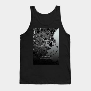 Boston Massachusetts City Map dark Tank Top